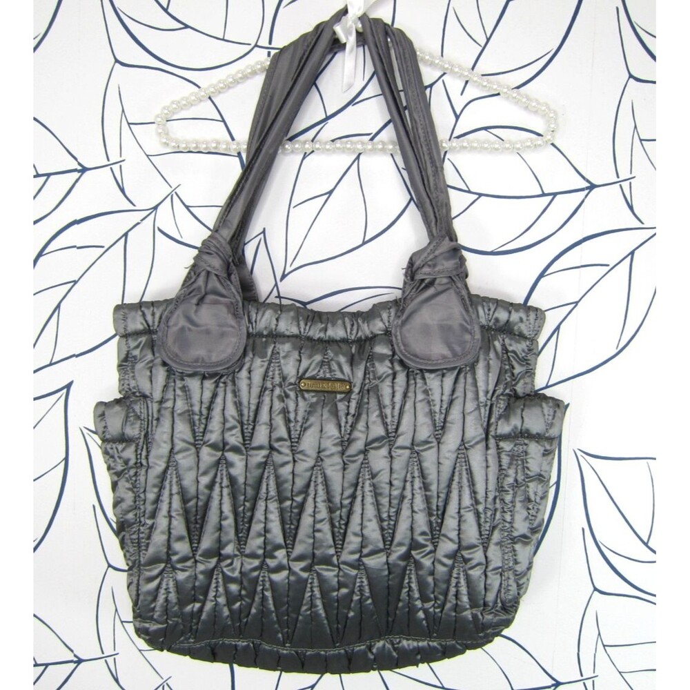 Timi & Leslie Antoinette Gray Quilted Boho Style Tote Diaper Bag